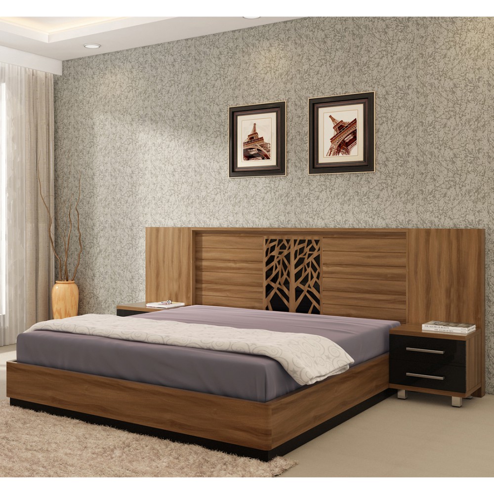 Autumn V2 Queen Bed With Parallel Lifton Storag - Walnut Bronze