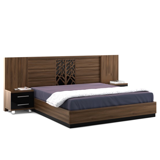 Autumn V2 Queen Bed With Parallel Lifton Storag - Walnut Bronze