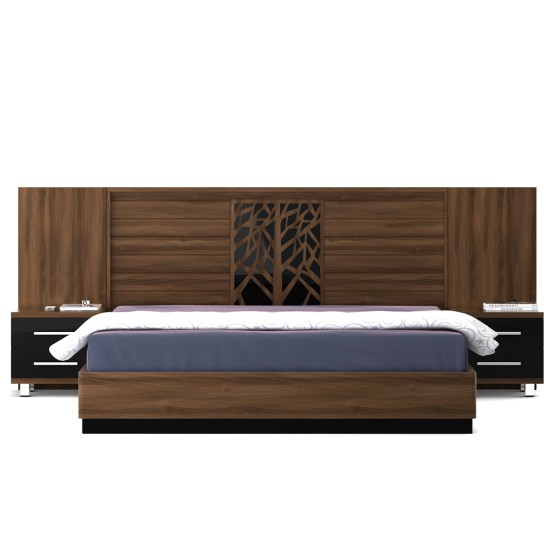 Autumn V2 Queen Bed With Parallel Lifton Storag - Walnut Bronze