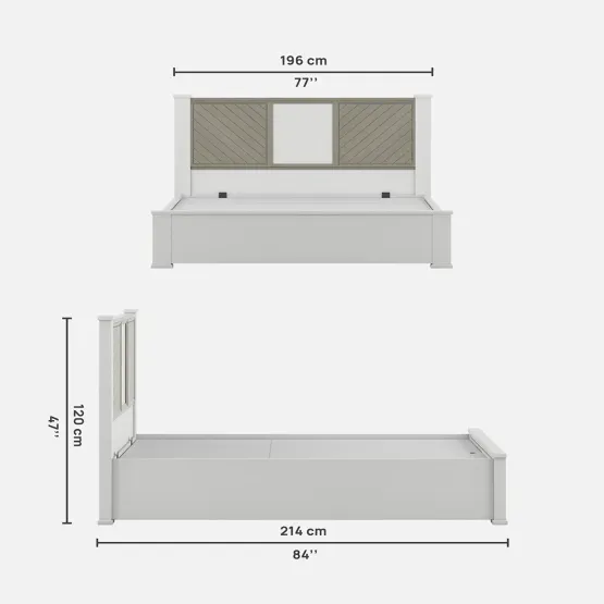 Alaska V3 King Bed Full Lifton - High Gloss White
