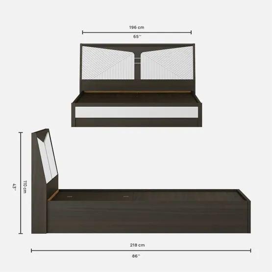 Alina King Bed With 3/4 Lift On - Storage Fumed Oak Woodpore