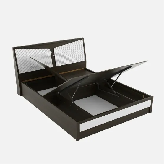 Alina King Bed With 3/4 Lift On - Storage Fumed Oak Woodpore