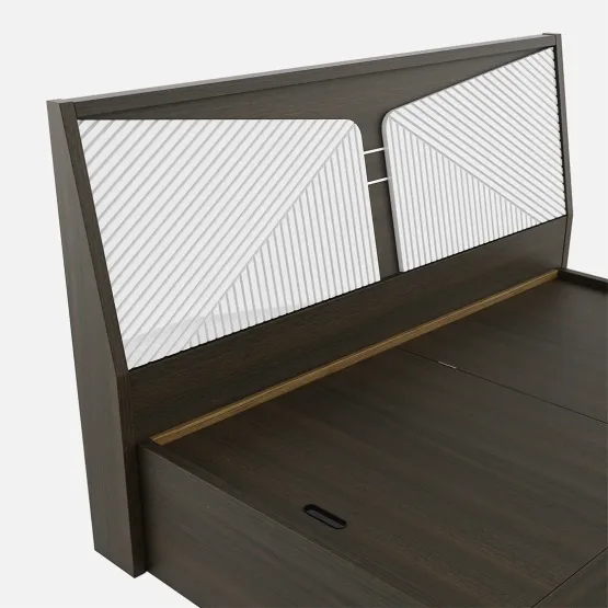 Alina King Bed With 3/4 Lift On - Storage Fumed Oak Woodpore