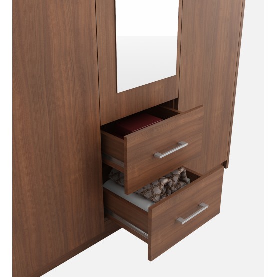 Apex 3 Door Dresser Wardrobe With Loft - Walnut Rigato