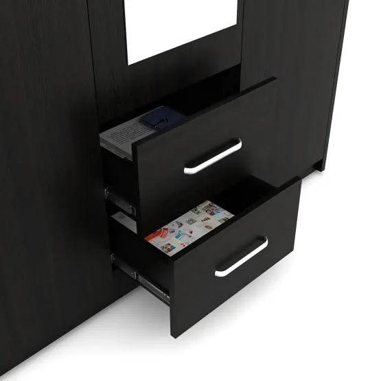 Apex 3 Door Dresser Wardrobe - Natural Wenge Woodpore