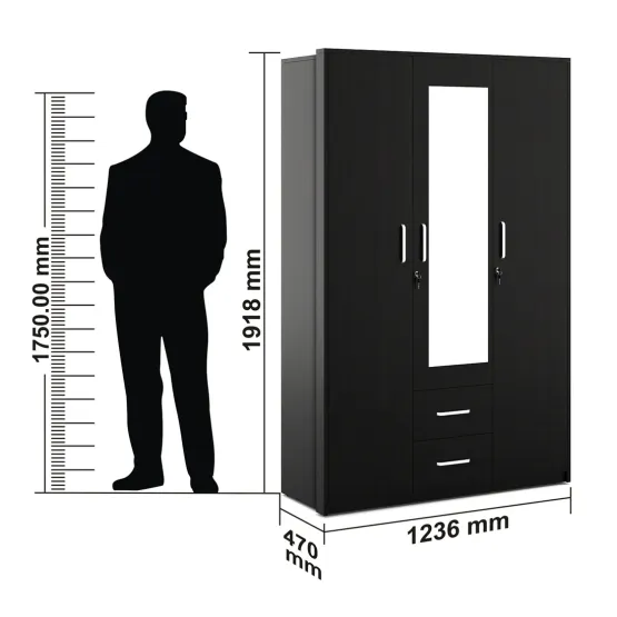 Apex 3 Door Dresser Wardrobe - Natural Wenge Woodpore