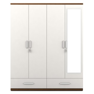 Apex 4 Door Wardrobe Without Mirror - Frosty White Woodpore