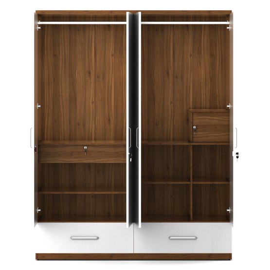 Apex 4 Door Wardrobe Without Mirror - Frosty White Woodpore
