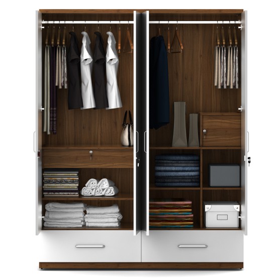 Apex 4 Door Wardrobe Without Mirror - Frosty White Woodpore