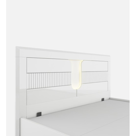 Arctic King Bed Full Lifton With Top Panel - High Gloss White