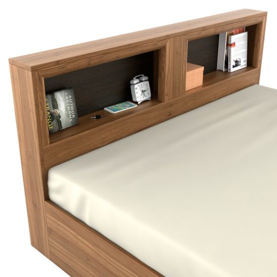 Blaze Queen Bed With Box Type Storage - Natural Teak