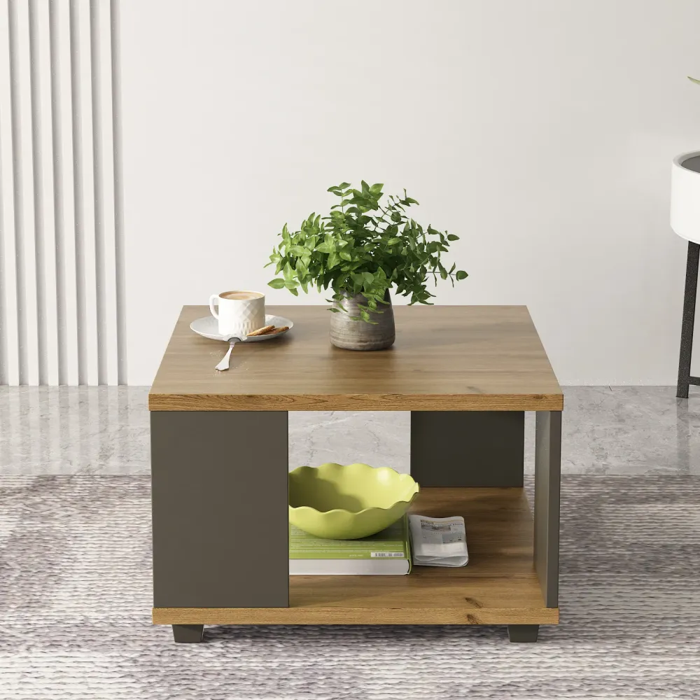Center Table Ct 102 In Classic Oak & Slate Grey