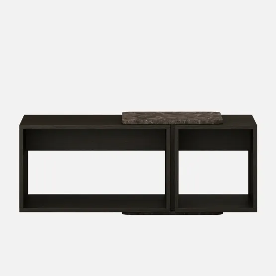 Center Table Ct 106 In Fumed Oak & Brown Marble