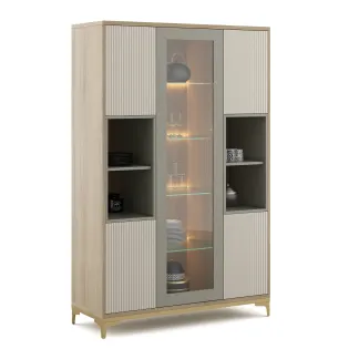 Crockery Unit 120gl Santana Oak, Bamboo Flute,pumic Grey And Gold