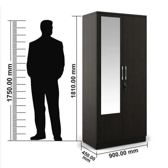 Carnival 2 Door Wardrobe With Mirror - Natural Wenge Woodpore