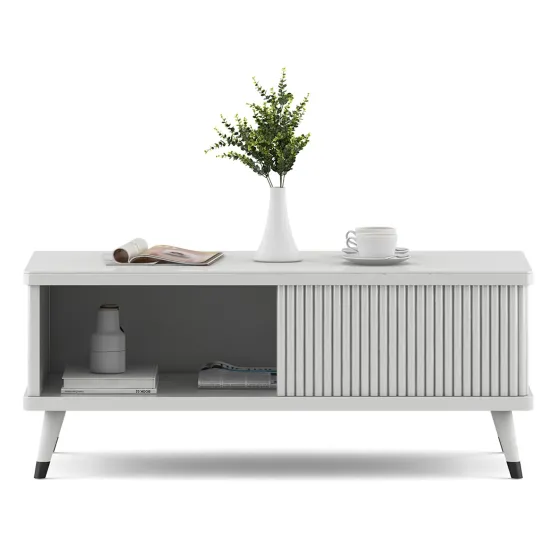 Center Table Alpine With Glass Top - High Gloss