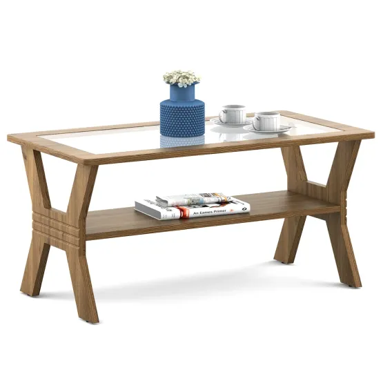 Centre Table Ct 24 With Glass Top - Classic Oak