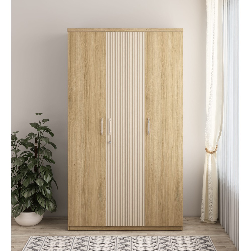 Cleo 3 Door Wardrobe-santana Oak & Bamboo Flute