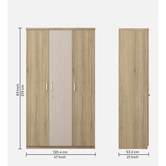 Cleo 3 Door Wardrobe-santana Oak & Bamboo Flute
