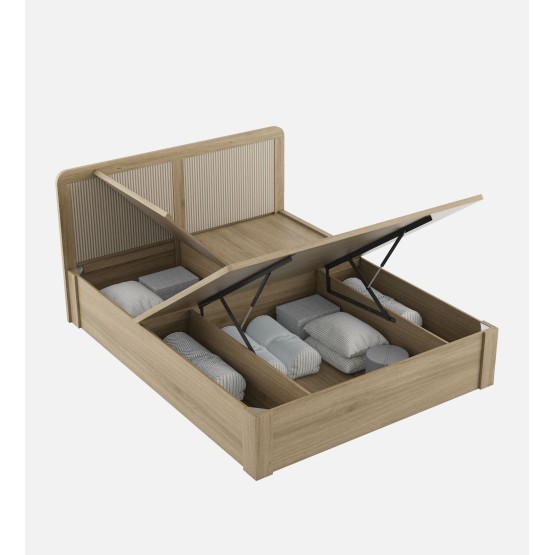 Cleo Queen Bed 3/4th Lift On Storage-santana Oak & Bamboo Flute