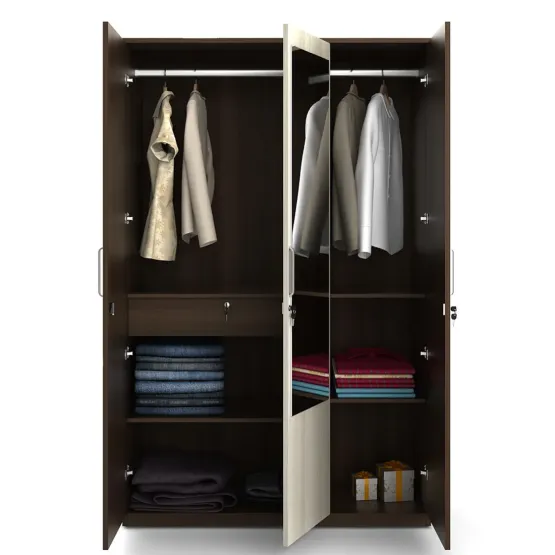 Crescent 3 Door Wardrobe With Mirror - Mol-acacia Dark Woodpore