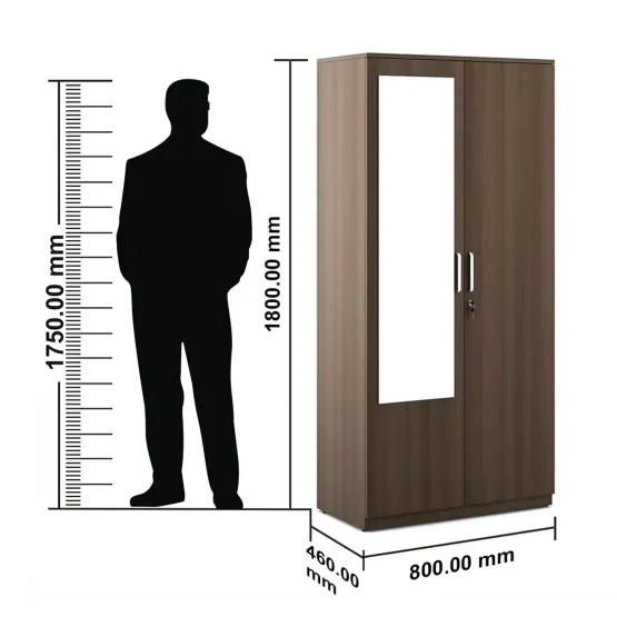 Crescent 2 Door Wardrobe With Mirror - Mol-acacia Dark Woodpore