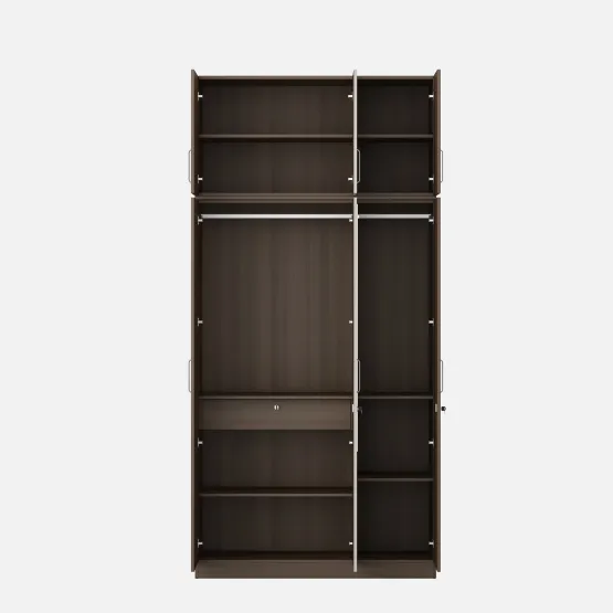 Crescent 3 Door Wardrobe Mirror With Loft  -acacia Dark Woodpore