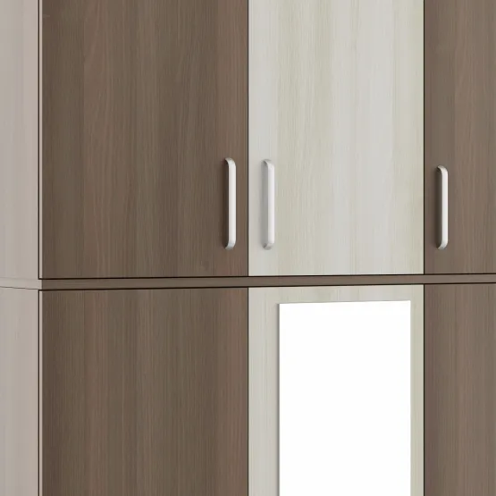 Crescent 3 Door Wardrobe Mirror With Loft  -acacia Dark Woodpore