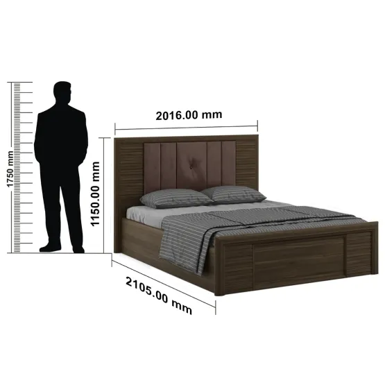 Emperor King Bed V2 Full Lifton  With Top Panel - Lyon Walnut