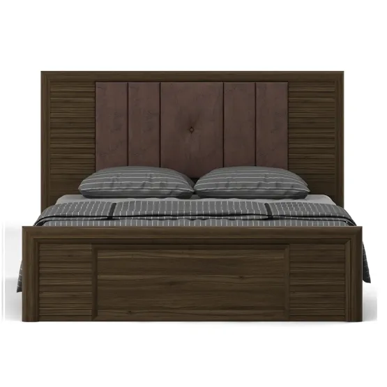 Emperor Queen Bed V2 Full Lifton  With Top Panel - Lyon Walnut