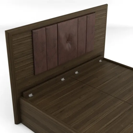 Emperor Queen Bed V2 Full Lifton  With Top Panel - Lyon Walnut