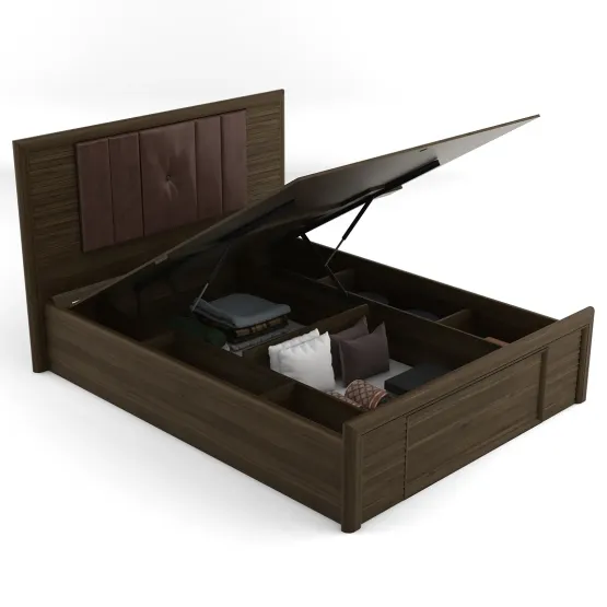 Emperor Queen Bed V2 Full Lifton  With Top Panel - Lyon Walnut