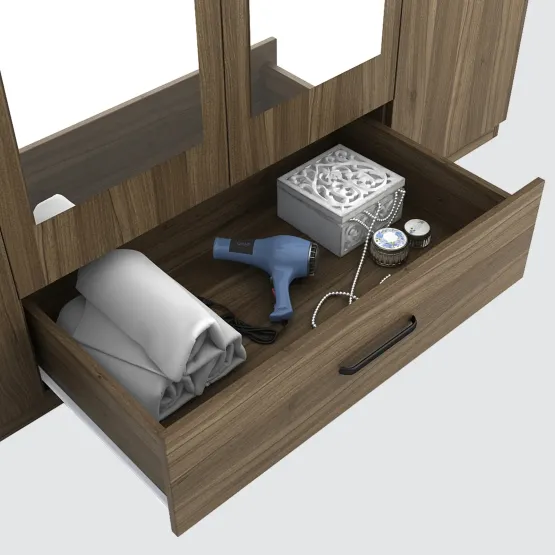 Hover 4 Door Wardrobe With Mirror - Lyon Walnut & Natural Wenge