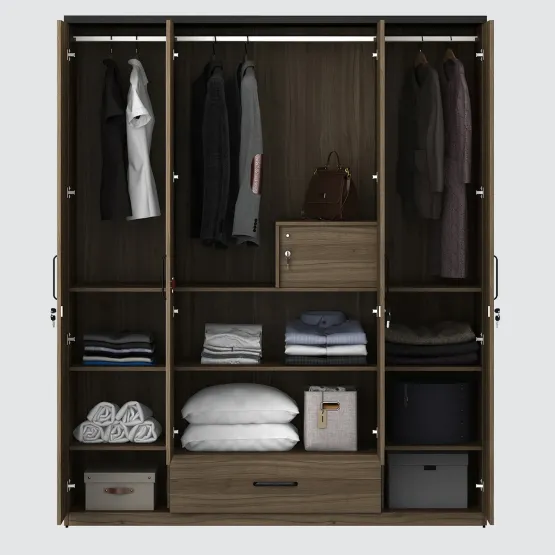 Hover 4 Door Wardrobe Without Mirror-lyon Walnut & Natural Wenge