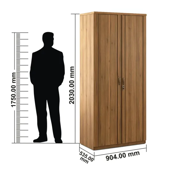 Harmony 2 Door Wardrobe Without Mirror - Natural Teak
