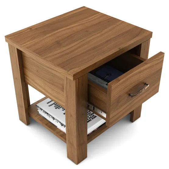 Harmony Bedside With One Drawer - Natural Teak