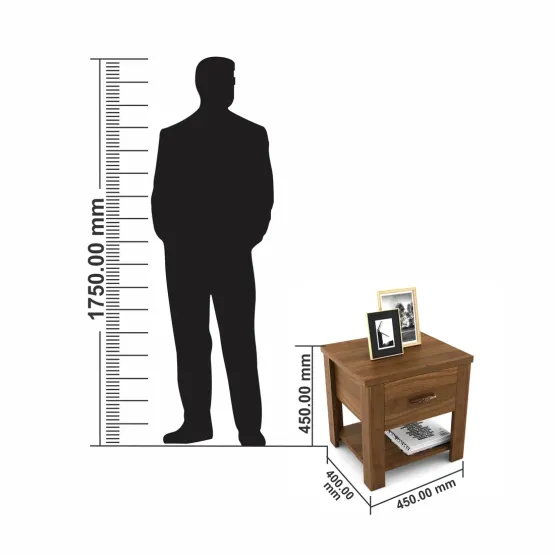 Harmony Bedside With One Drawer - Natural Teak