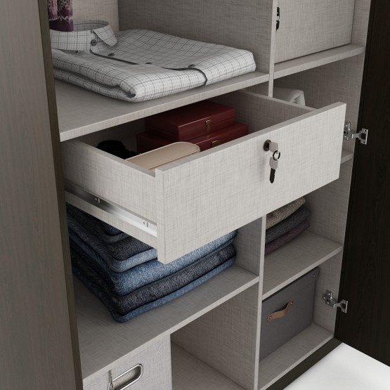 Harmony 3 Door Wardrobe Without Mirror - Vermount - Woodpore