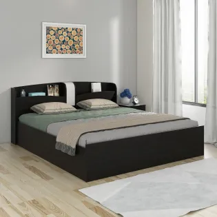 Imperial Queen Bed Front Pull Out Storage - Natural Wenge Woodpore