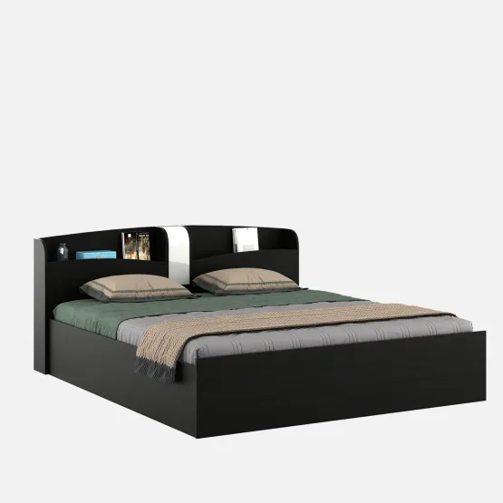 Imperial Queen Bed Front Pull Out Storage - Natural Wenge Woodpore