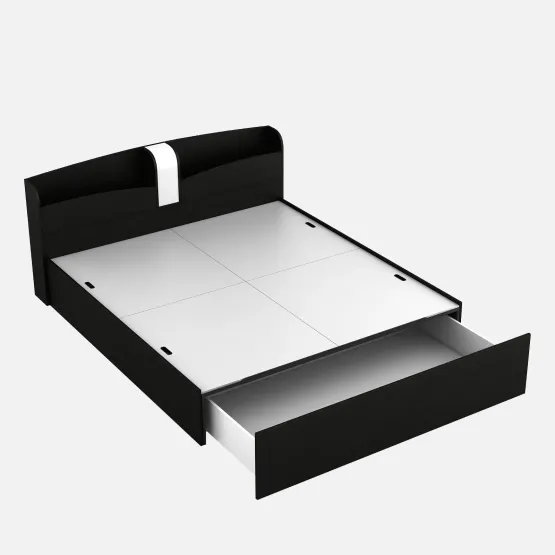 Imperial Queen Bed Front Pull Out Storage - Natural Wenge Woodpore