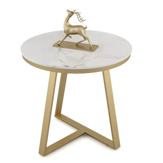Center Table Juliet Small With Cermic Top And Metal Under Structure In Gold