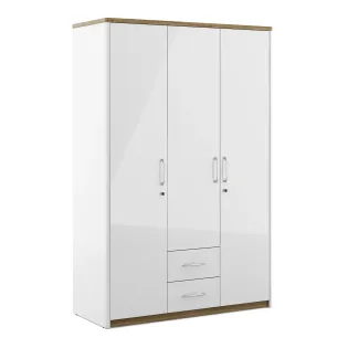 Jupiter 3 Door Wardrobe Without Mirror - High Gloss White