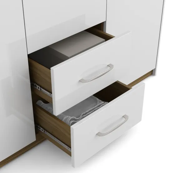 Jupiter 3 Door Wardrobe Without Mirror - High Gloss White