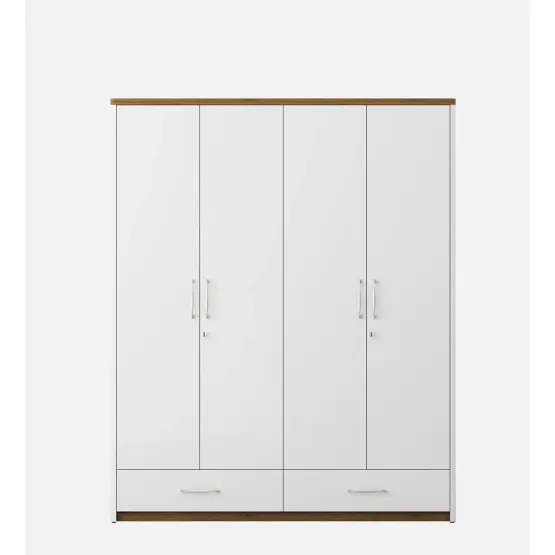Jupiter 4 Door Wardrobe Without Mirror - High Gloss White