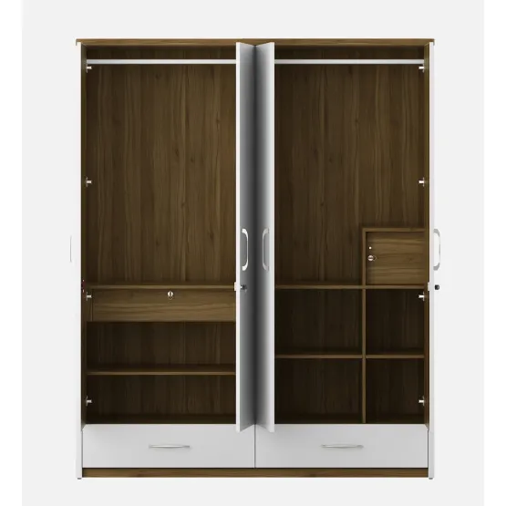 Jupiter 4 Door Wardrobe Without Mirror - High Gloss White