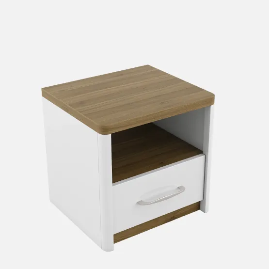 Jupiter Bedside Table- High Gloss And Natural Teak