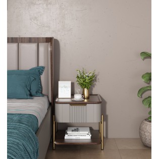 Adore Bedside-sahara Beige & Dark Brown Eucalyptus