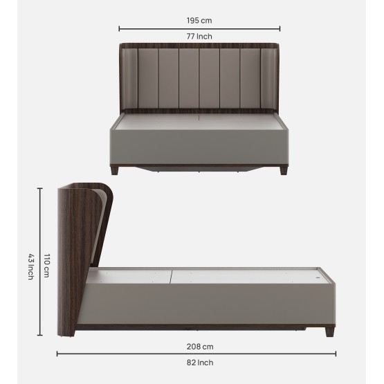 Adore King Bed Full Lifton-sahara Beige & Dark Brown Eucalyptus
