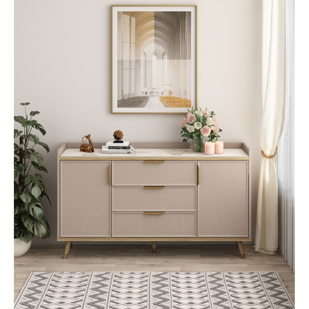 Console Unit Alora-ceramic Grey & Sebastian Oak
